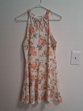 No Boundaries Cream Floral Halter Dress